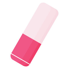 Isolated pink Eraser. Stationery tool.