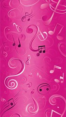 Playful Rosy Pink Music Background With Whimsical Musical Notes, Romantic And Elegant Design