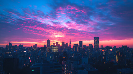 Fototapeta premium Minimalist Urban Skyline with Pastel Sky