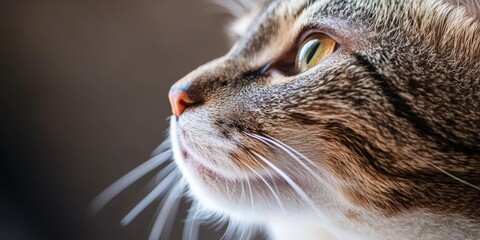 Fototapeta premium Close up of a house cat exhibiting acne on its chin, showcasing the unique features of the house cat s skin condition and highlighting the importance of feline skincare for house cats.