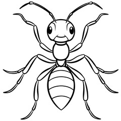 Cute Ant Silhouette line art  black vector illustration