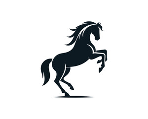 Horse logo design icon symbol vector illustration. Horsepower silhouette logo. Animal logo. Black color horse icon logo vector template.