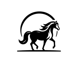 Horse logo design icon symbol vector illustration. Horsepower silhouette logo. Animal logo. Black color horse icon logo vector template.