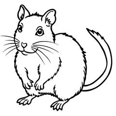 Cute Gerbil Silhouette line art  black vector illustration