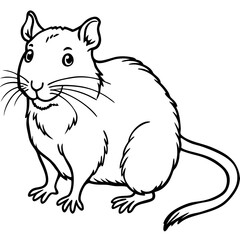 Cute Gerbil Silhouette line art  black vector illustration