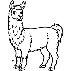 Cute Llama Silhouette line art  black vector illustration
