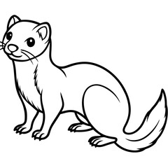 Cute Weasel Silhouette line art  black vector illustration
