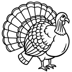 Cute Turkey Silhouette line art  black vector illustration