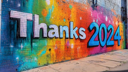 Colorful Graffiti Murals Thanks 2024 Brick Wall