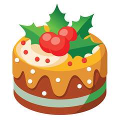 Christmas Cake Vector Art for Festive Season Decoration and Design