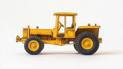 Naklejka premium Yellow toy bulldozer isolated on white background. (3)