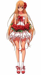 Anime Girl with Roses: A Charming Illustration