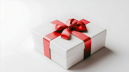 Obraz premium White Gift Box Red Bow 3D Render