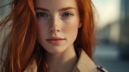Fototapeta premium Stylish Red-Haired Woman Portrait
