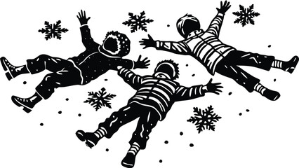 Children Making Snow Angels