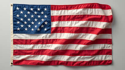 United States Flag on Flat Background - Patriotic Red, White, and Blue Design