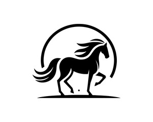 Horse logo design icon symbol vector illustration. Horsepower silhouette logo. Animal logo. Black color horse icon logo vector template.