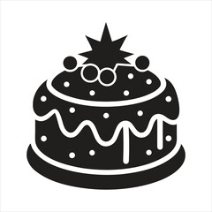 Christmas Cake Silhouette Vector Illustration for Festive Holiday Design Projects