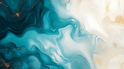Fototapeta premium Fluid Teal Abstract Art: Swirling Digital Painting. AI Generated