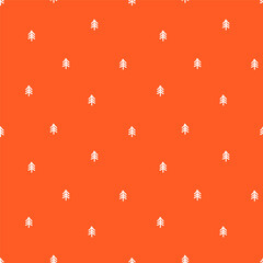 Orange seamless pattern with white tiny trees