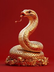 Fototapeta premium Sleek 3D Render of Chinese New Year Snake Zodiac Symbol Concept