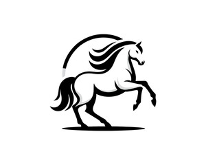 Horse logo design icon symbol vector illustration. Horsepower silhouette logo. Animal logo. Black color horse icon logo vector template.