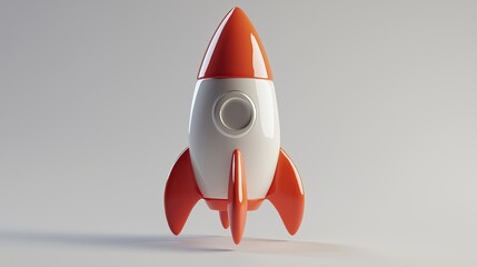 A stylized rocket model with a sleek design, showcasing a playful and imaginative aesthetic.