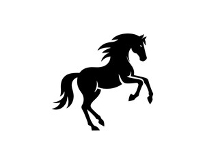 Horse logo design icon symbol vector illustration. Horsepower silhouette logo. Animal logo. Black color horse icon logo vector template.