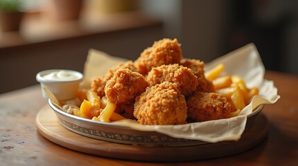 Crispy Fried Chicken Drumsticks on a Plate, Generative AI