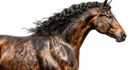 Braided Mane Brown Horse Illustration