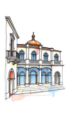 Obraz premium Charmingly Illustrated Classic Building Sketch. AI Generated
