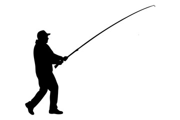 Obraz premium silhouette of a fisherman with fishing rod
