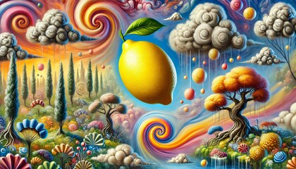 lemon, surrealist painting 