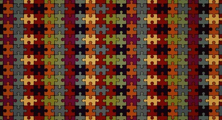 Retro Seamless jigsaw puzzle pieces background. Jigsaw grid colorful puzzle pieces background.