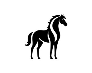 Horse logo design icon symbol vector illustration. Horsepower silhouette logo. Animal logo. Black color horse icon logo vector template.