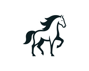Horse logo design icon symbol vector illustration. Horsepower silhouette logo. Animal logo. Black color horse icon logo vector template.