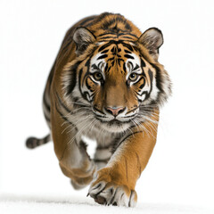 Naklejka premium fierce tiger prowling with vivid stripes, showcasing its power and grace