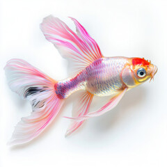 Fototapeta premium colorful koi fish swimming gracefully on white background