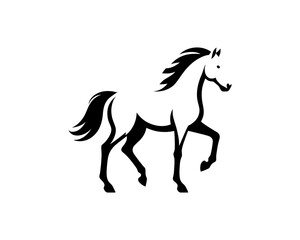 Horse logo design icon symbol vector illustration. Horsepower silhouette logo. Animal logo. Black color horse icon logo vector template.