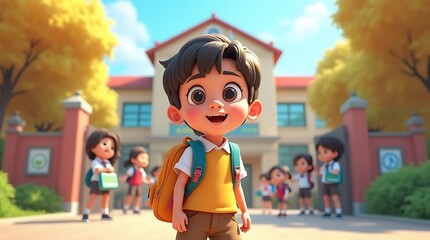 Happy School Kid Ready for the Day, Generative AI