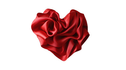 Red ribbon heart  isolated on transparent background for graphic design.