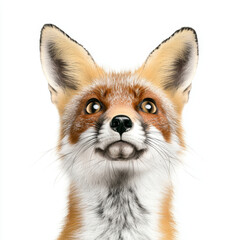 Obraz premium curious fox peeking with detailed fur, isolated on white background