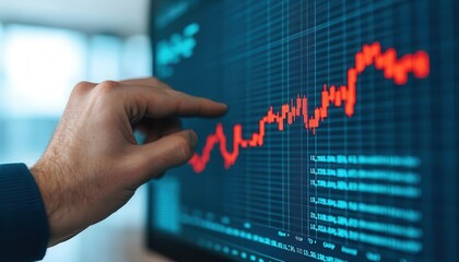 Financial analyst finalizing a report with successful investment returns on screen, Strategy, execution, victory, Financial achievement