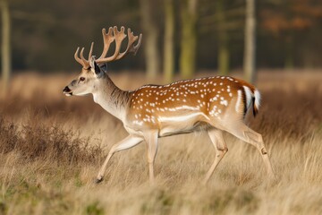 Obraz premium White-tailed Doe Deer In Urban Area In Wisconsin In Summer. Beautiful simple AI generated image