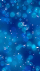 Obraz premium blue christmas background with snowflakes and shiny stars , bokeh lights christmas and new year holiday social media background