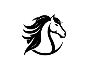 Horse logo design icon symbol vector illustration. Horsepower silhouette logo. Animal logo. Black color horse icon logo vector template.