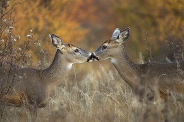 White-tailed Doe Deer In Urban Area In Wisconsin In Summer. Beautiful simple AI generated image