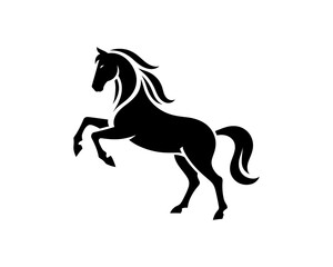 Horse logo design icon symbol vector illustration. Horsepower silhouette logo. Animal logo. Black color horse icon logo vector template.