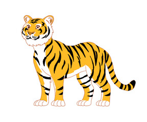 Cartoon striped tiger, color illustration