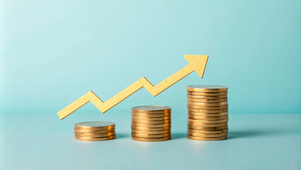 Coins and graph showing financial growth and investment trends5